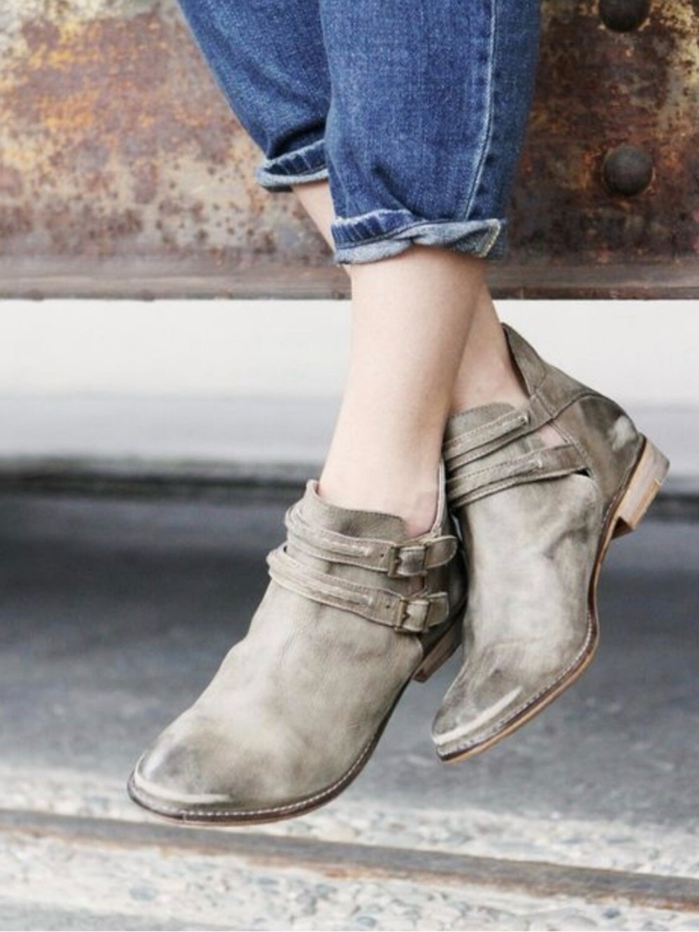 Free People Braeburn Distressed Ankle Booties